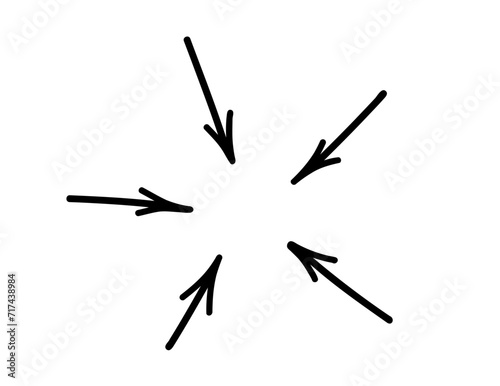 Concentric, radial, radiating doodle arrows.