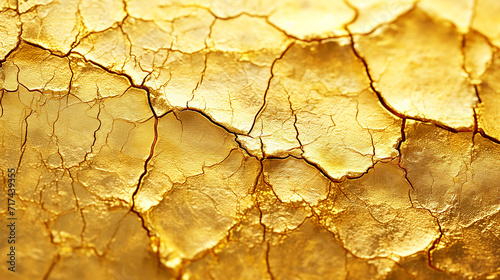 Abstract Golden Cracked Surface Texture