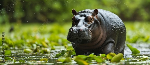 The scientific name for the Pygmy hippopotamus is Choeropsis liberiensis. photo