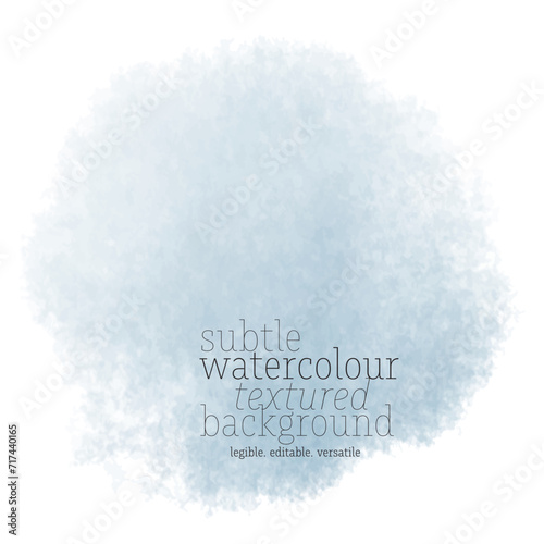 One Blotch Soft Blue Watercolor on White Background