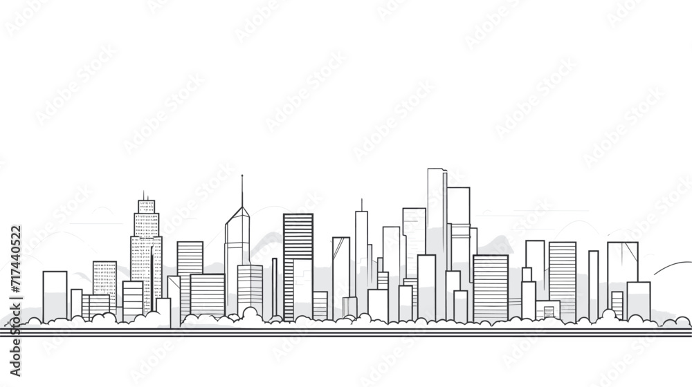 Architectural vector illustration featuring a city skyline with sleek skyscrapers  capturing the futuristic and dynamic essence of modern urban development. simple minimalist illustration creative