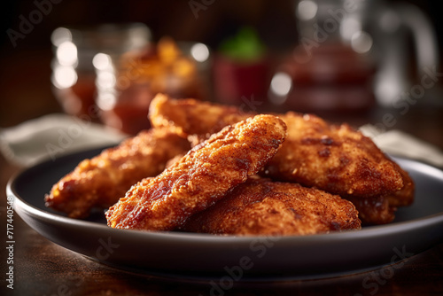 Delicious BBQ chip chicken tenders are served. (Generative AI)