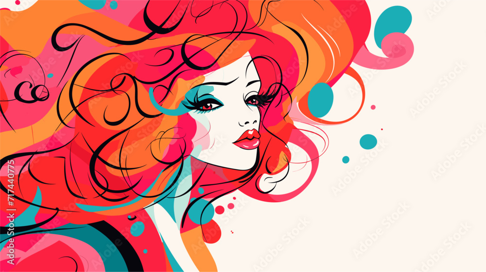 Abstract swirls and curls in a bright color palette  embodying the lively and dynamic personalities of girls in a vibrant vector art background. simple minimalist illustration creative
