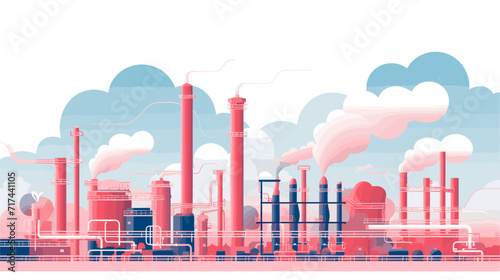 Vector illustration of factory pipes and structures  illustrating the mechanical and architectural features characteristic of industrial facilities. simple minimalist illustration creative photo