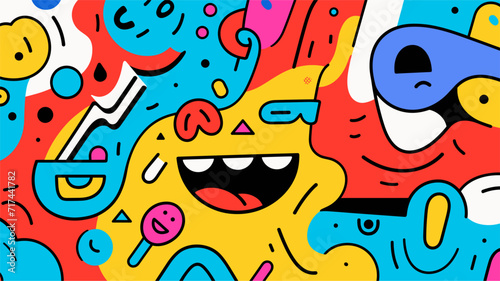Vibrant vector illustration capturing the intensity of joy and happiness  using bold colors and dynamic shapes to convey the exuberance of positive emotions. simple minimalist illustration creative