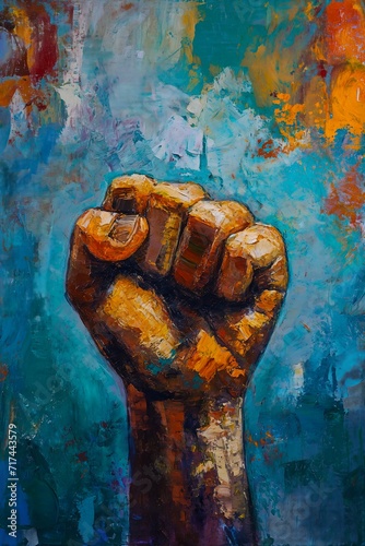 fist blue background raised islamic revolution defiant markets political propaganda angry helpless repine standing streaming tones black leaders