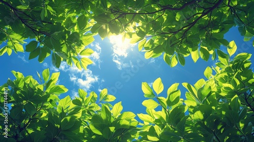 Green Tree Branches Blue Sky Nature  Background Banner HD