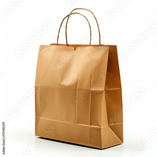 Isolated Brown Paper Bag with Crumpled Texture, Wrinkled and Vintage Appearance, Blank and Empty, Ideal for Packaging or Lunch, Featuring Old Grunge and Dirty Elements
