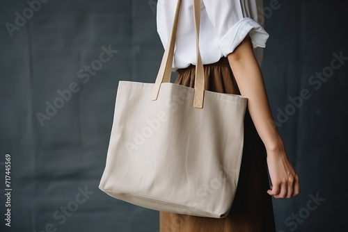 Someone carrying a white shopping bag. generative ai.
