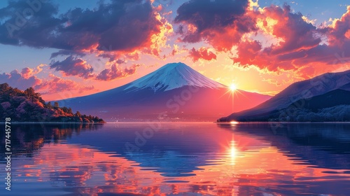 Lake Yamanaka Mount Fujisan Fuji Yamanashi, Background Banner HD © Alex Cuong