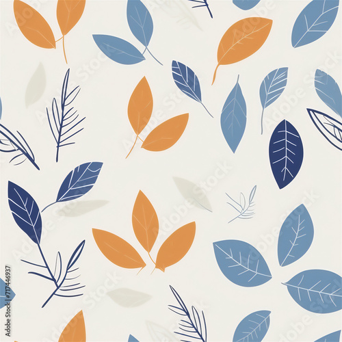 Seamless pattern   Stylized Leaf Patterns in Soft Pastels 