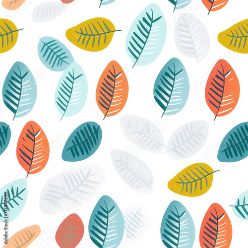 Seamless pattern : Colorful Leaf Patterns with a Playful Twist 