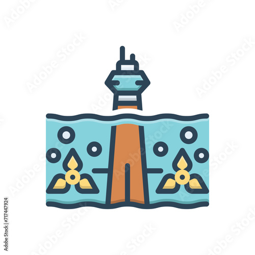 Color illustration icon for tidal power