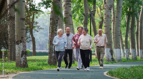 Old people exercising in the park
