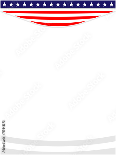 Abstract USA flag symbols wave pattern corner border design template with empty space for your text.	