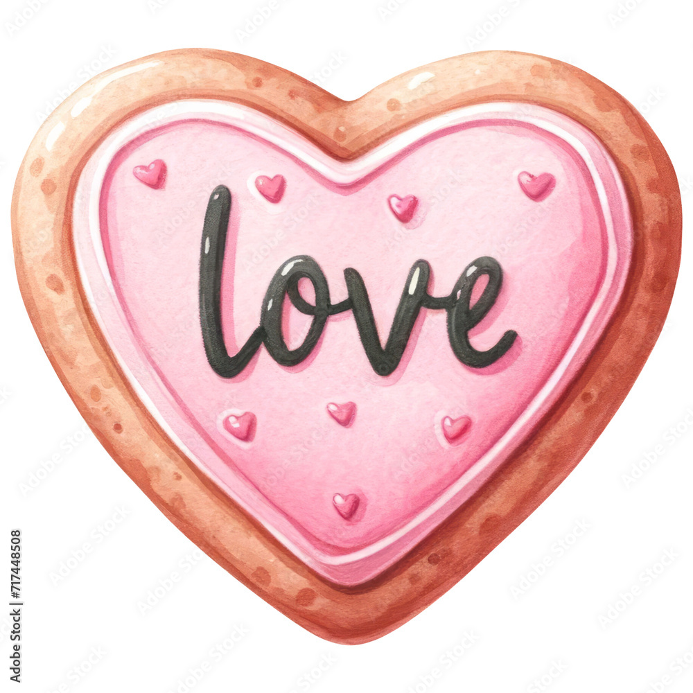 Valentine Pink Heart Shaped Cookie with Text Valentine Pink Heart Shaped Cookie with Text
