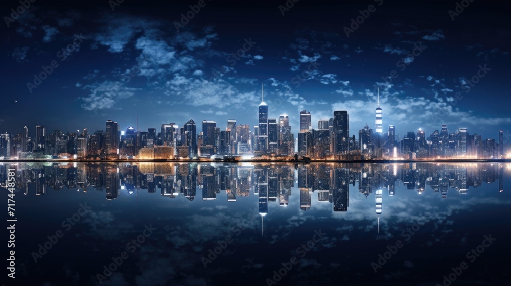 A highresolution photograph of a city skyline at night, illustrating the disruptive effects of artificial light on our natural circadian rhythms.