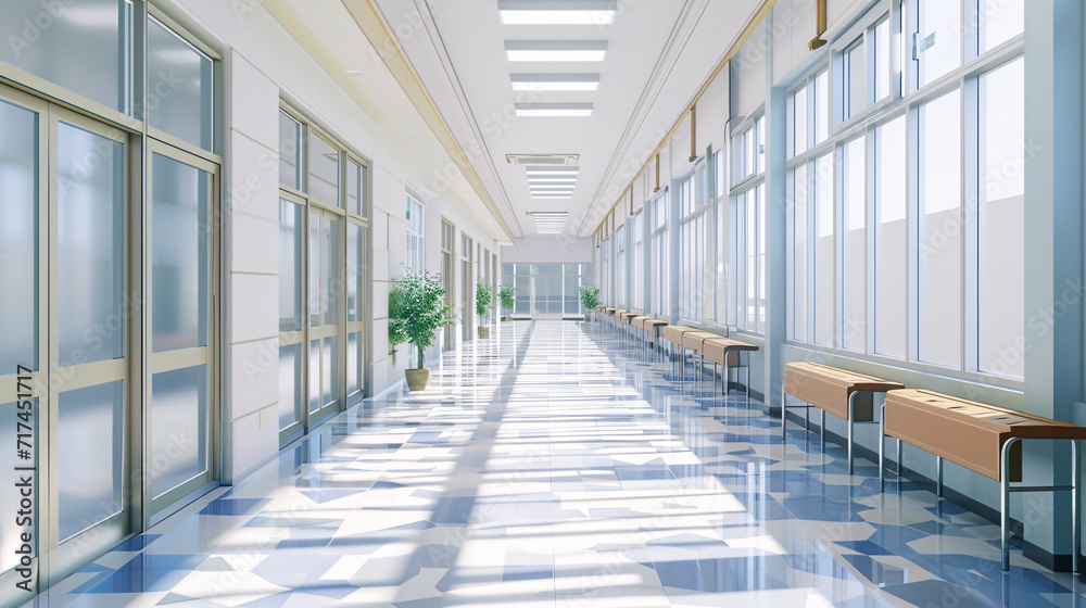 Immerse Yourself in the Contemporary Aesthetics of a Modern School Corridor.