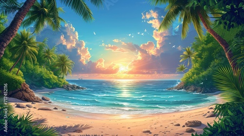 Lawn Beach Sea View Icons  Background Banner HD