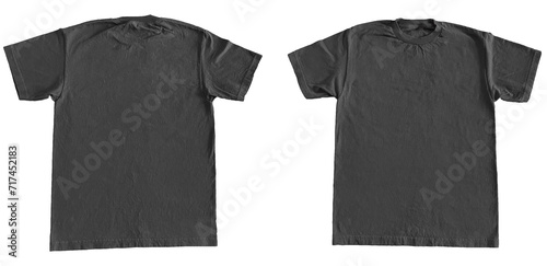 Blank T Shirt Color Charcoal Template Mockup Front and Back View on Transparent Background photo