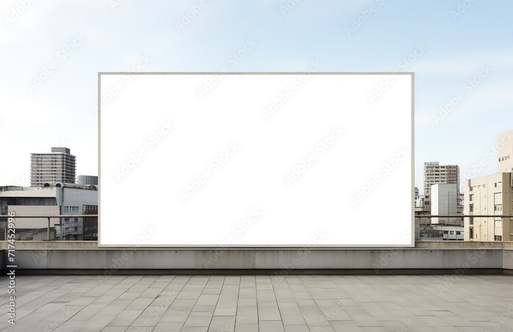 A white billboard in an empty place. generative ai. A white billboard in an empty place. generative ai.