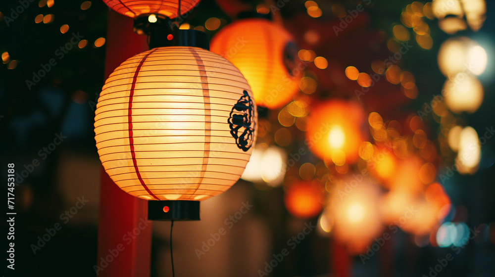 Obraz premium Japanese lanterns in the street. 