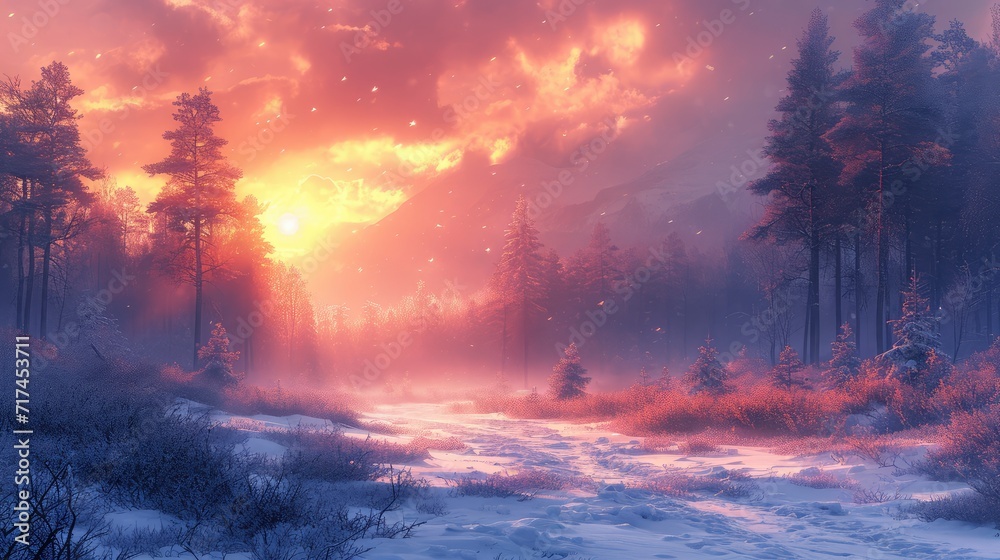 Misty Winter Panorama Landscape Frost Covered, Background Banner HD
