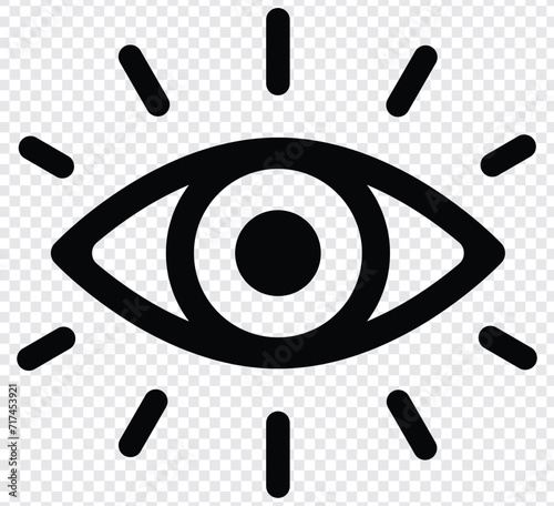 Eye icon thin line for web and mobile, modern minimalistic flat design. Eyesight symbol. Retina scan eye icon. black icon isolated on transparent background.