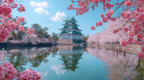 Nagoya Castle Sakura View, Background Banner HD