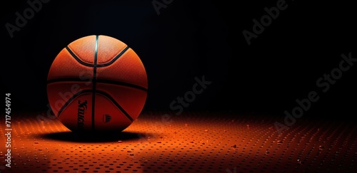 Basketball photographed with light shining from above. Generative AI