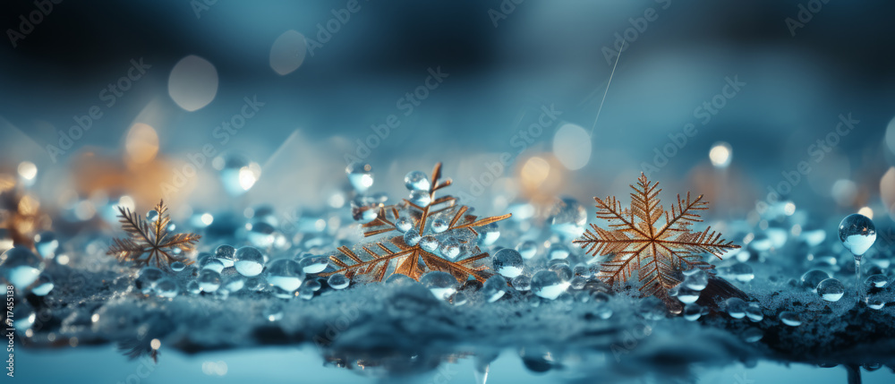 Intricate Snowflakes Close-Up on Winter Day Intricate Snowflakes Close-Up on Winter Day