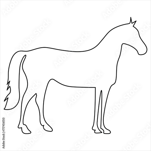 Continuous one line drawing of horse line art drawing vector illustration