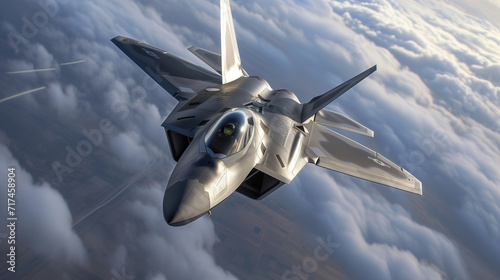 Fighter Jet Soaring Through Cloudy Sky