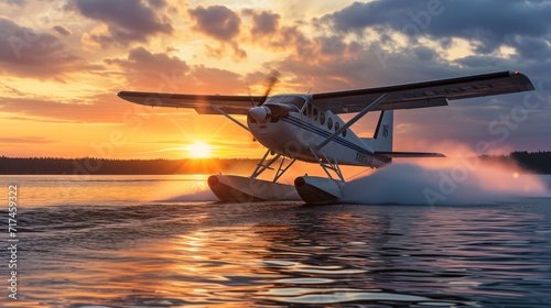  seaplane lifting off from the water's surface