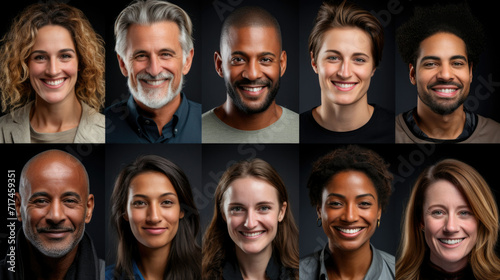 An array of joyful faces from different ethnic backgrounds photo