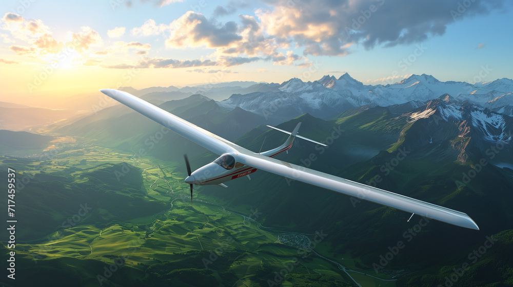 Fototapeta premium A glider gracefully soaring above a picturesque landscape
