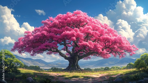 Pink Trumpet Tree Tabebuia Rosea Beautiful, Background Banner HD photo