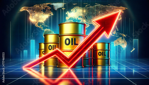 Barrels of Oil, Rising oil prices, Fuel increase, Global Oil prices, digital graphs