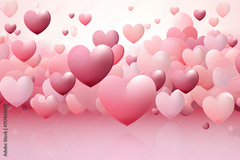 Images for making backgrounds for greeting cards or presentations about fragile love. The illustration filled with little hearts. Spread the whole picture The overall color tone of the image is pink.