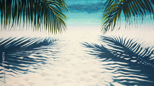 The Shadow of Palm Leaves on a Pristine White Sand Beach. © Dorido