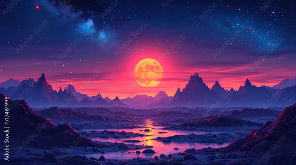 Scenic View Moon Sky, Background Banner HD Scenic View Moon Sky, Background Banner HD