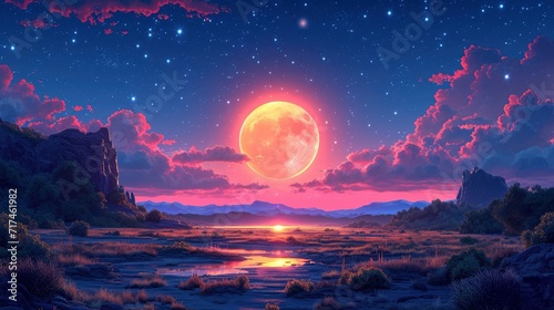 Scenic View Moon Sky, Background Banner HD © Alex Cuong