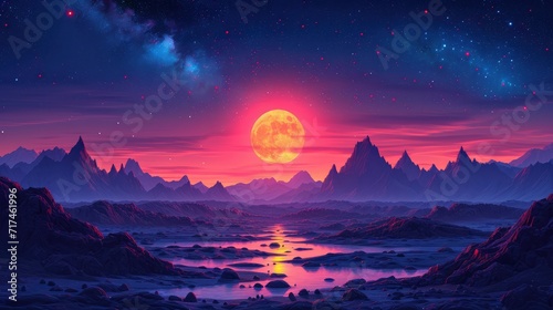 Scenic View Moon Sky, Background Banner HD