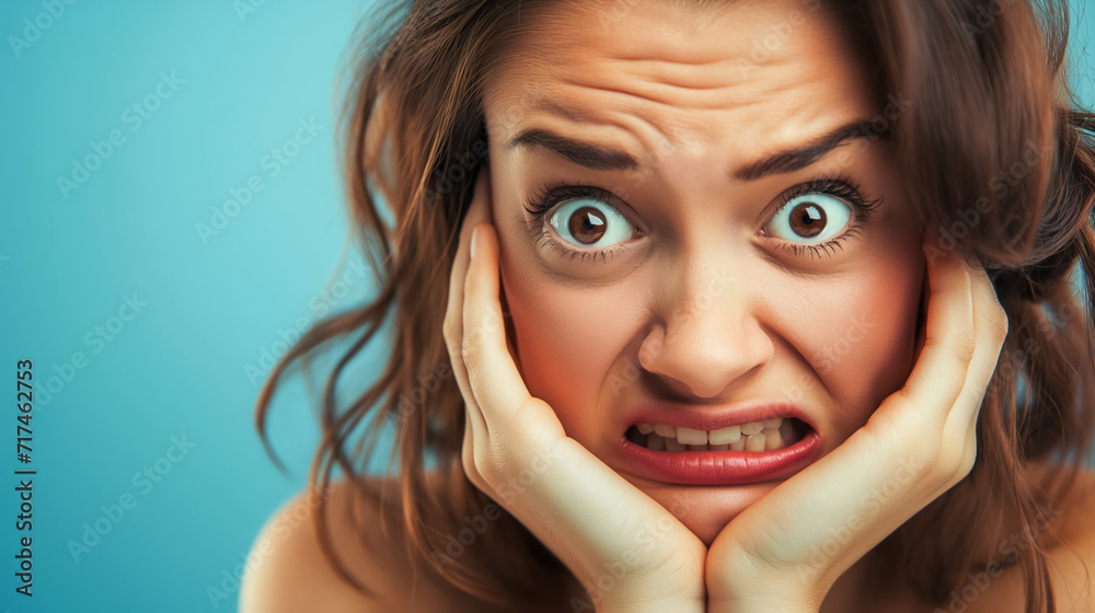 Woman making a worried face. Woman making a worried face.