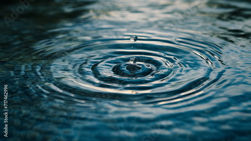 Water droplet creating ripples in water.