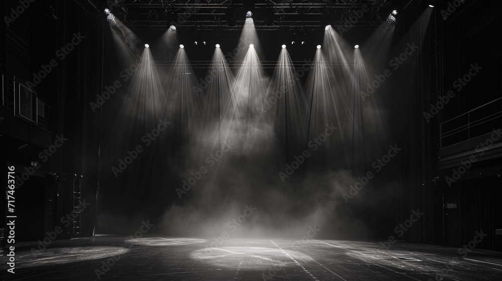 Empty stage with monochromatic lighting. - obrazy, fototapety, plakaty 