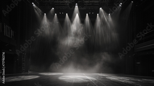 Canvas Print Empty stage with monochromatic lighting.