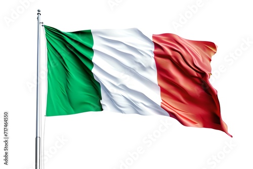 Vibrant italian flag waving against a white backdrop. national pride and heritage. AI