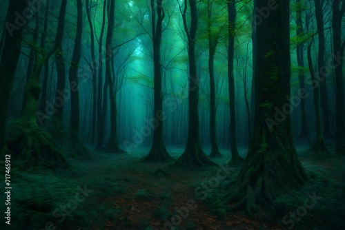 misty forest in the morning