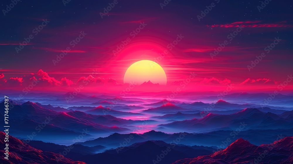 Sunset Red Sun Against Background Evening, Background Banner HD